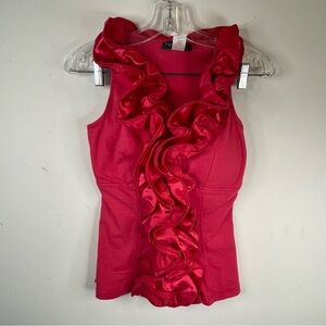 Vintage Y2K COLORI pink Barbie core short sleeve ruffled top